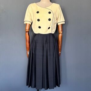 Vintage Fabiola David Barr Sailor Dress | Size 8 Med | Cashmere Silk 1950s 1960s